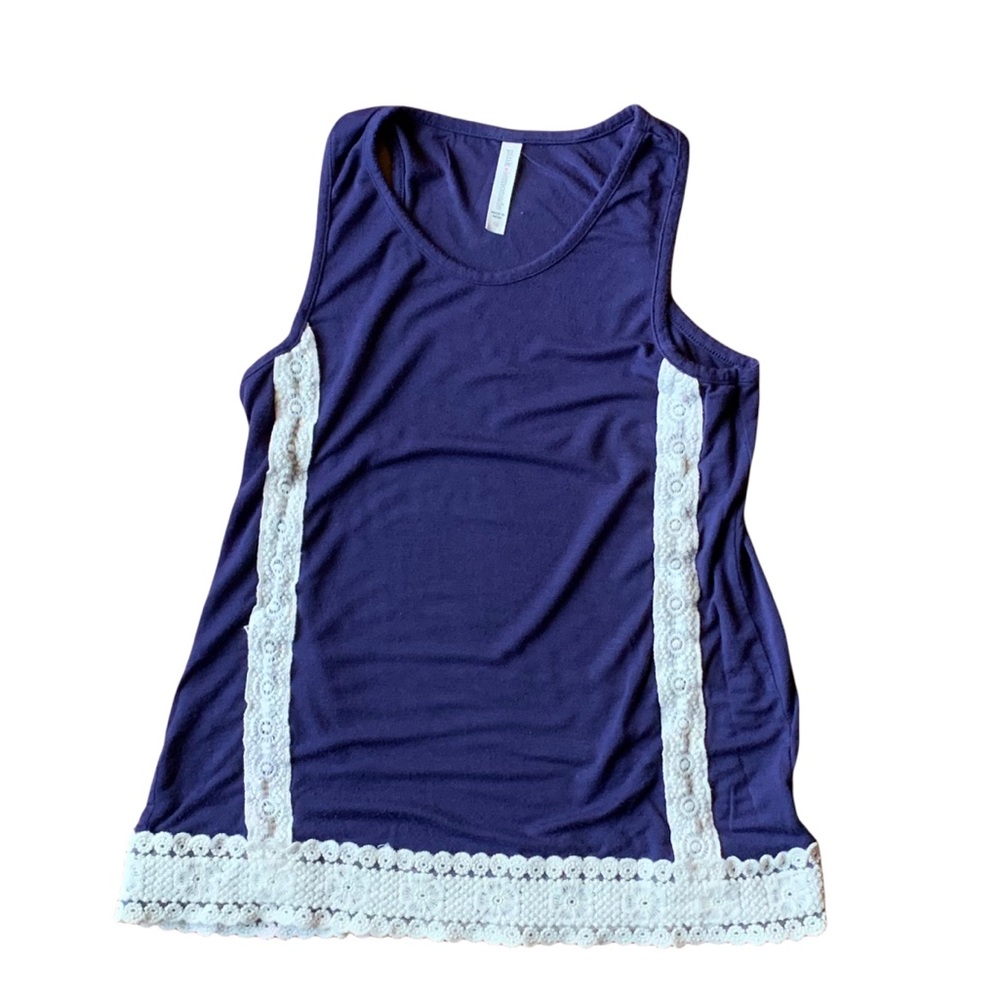 Girls Blue White Embroidery Tank Top